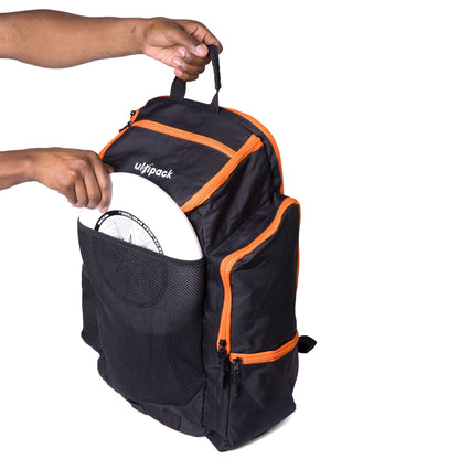 Ultipack Ultimate Frisbee Backpack w/ Disc Sleeve, Built-in Stool, Fanny Pack, Cleat Pocket